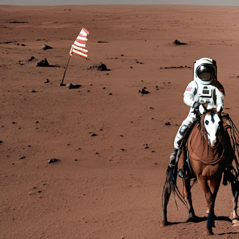 “a photo of an astronaut riding a horse on mars“