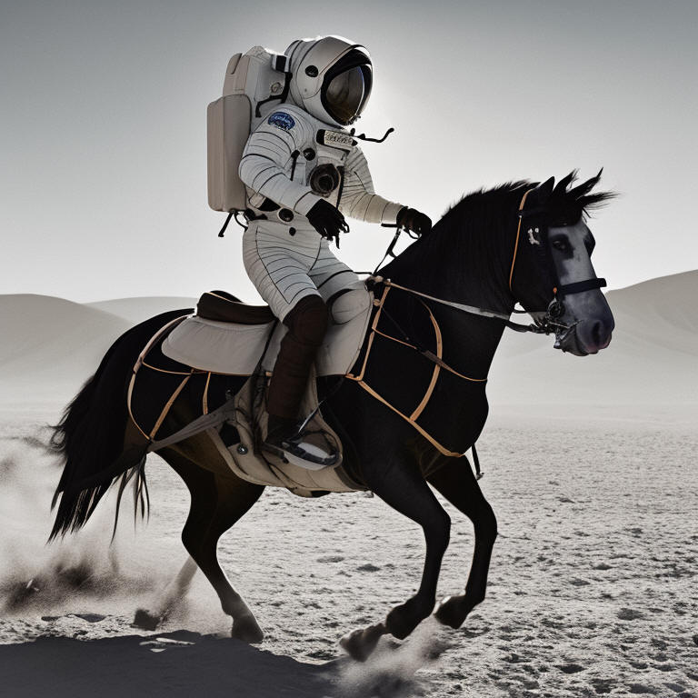 "a professional photograph of an astronaut riding a horse"