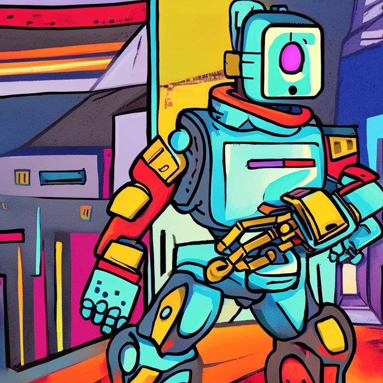 "a mecha robot in a favela in expressionist style"