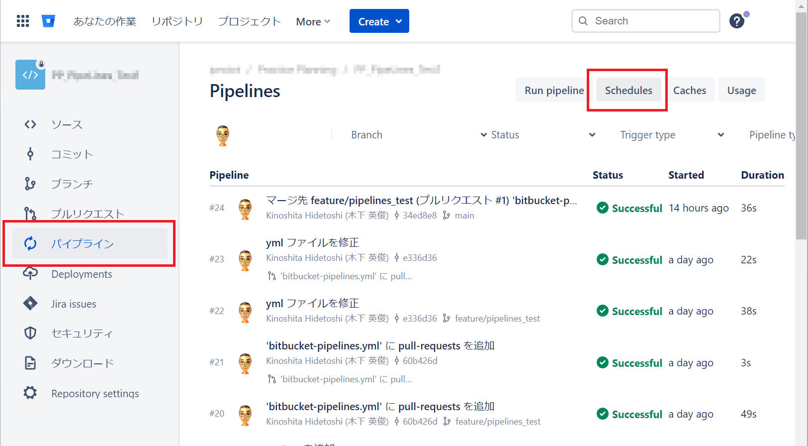 pipelines - schedules